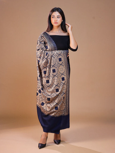Women's Pure Wool Faux Pashmina Aari Embroidery Shawl